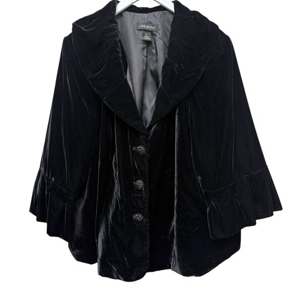 Lane Bryant Velvet Swing Jacket Plus Size 26 Black Evening Blazer 3/4 Sleeve - Picture 1 of 10